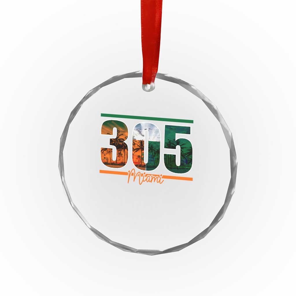 305 Miami Crystal Glass Ornament Area Code Florida FL Vintage Palm Trees TS11 Print Your Wear