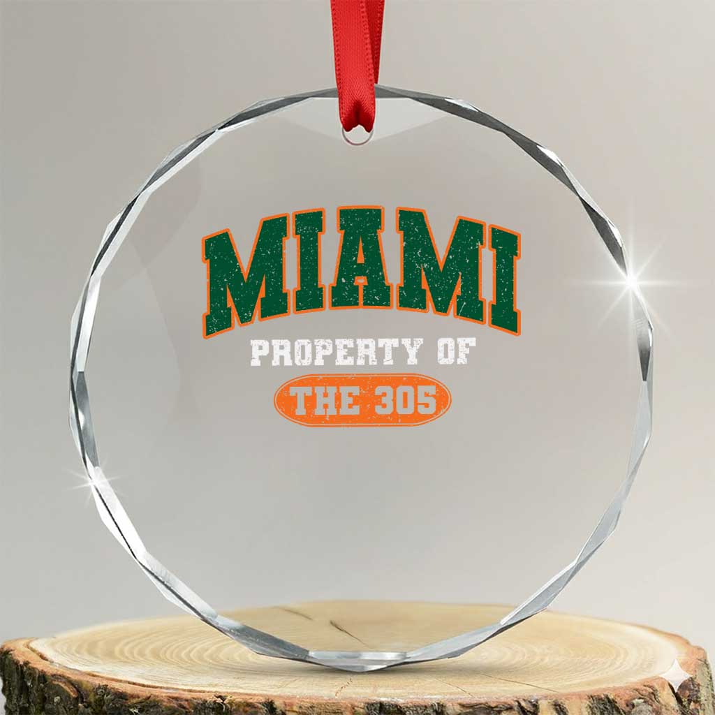 305 Miami Crystal Glass Ornament Florida FL Vintage Athletic Sports TS10 Transparent Glass 3'' Circle Print Your Wear