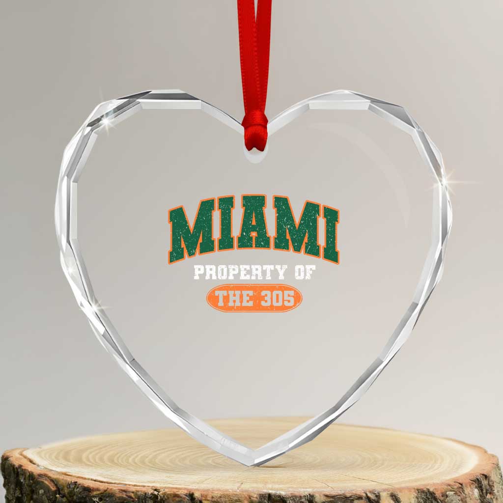 305 Miami Heart Crystal Glass Ornament Florida FL Vintage Athletic Sports TS10 Transparent Glass 3'' Heart Print Your Wear