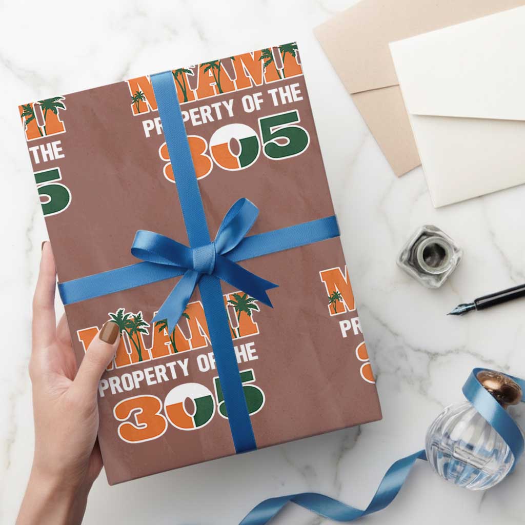 305 Miami Pride Wrapping Paper Roll Urban Style Miami Beach Graphic TS10 Mocha Print Your Wear