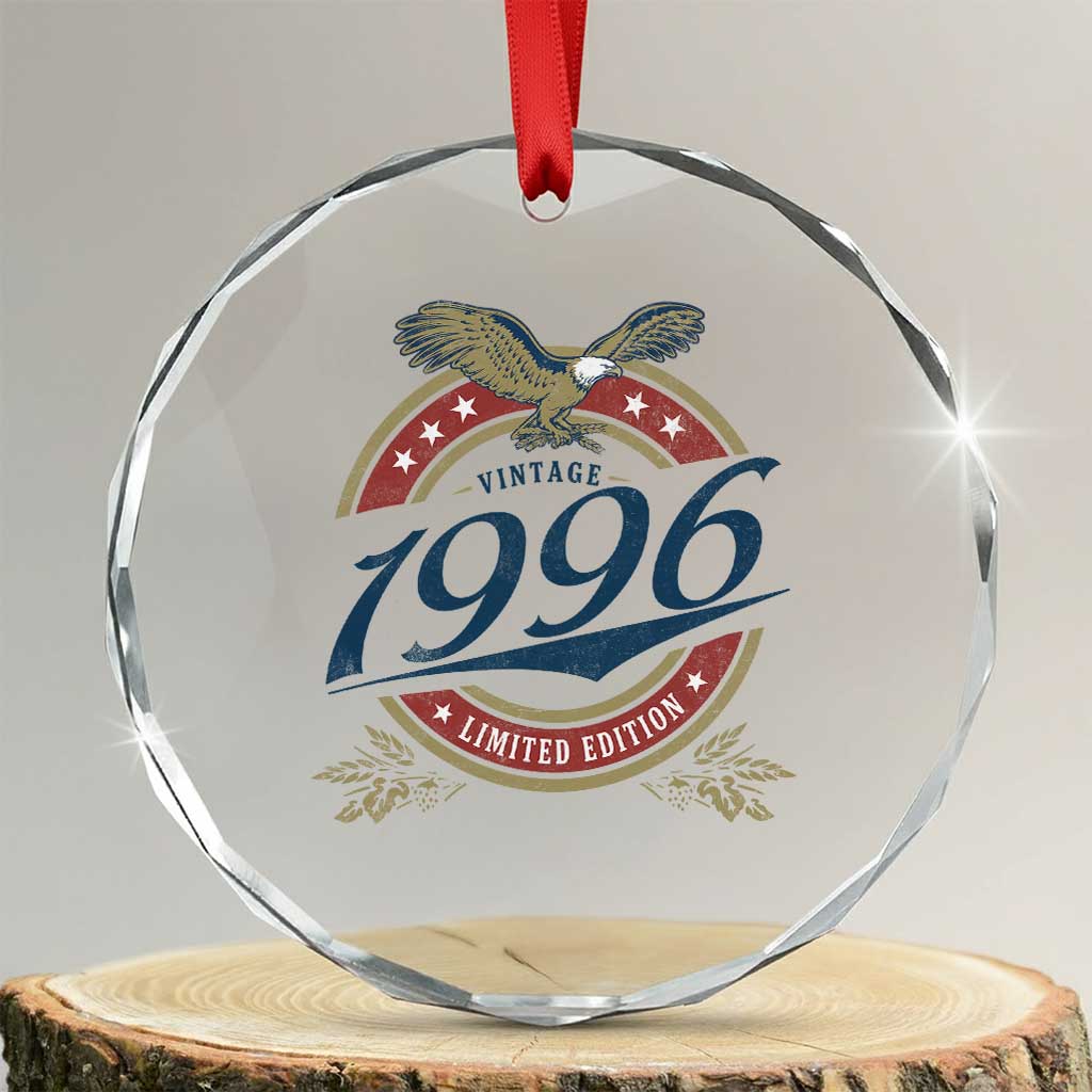 30th Birthday Beer Lover Vintage 1996 Limited Edition Crystal Glass Ornament Bald Eagle TS11 Transparent Glass 3'' Circle Print Your Wear