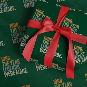 30th Birthday Gift For Men Wrapping Paper Roll Vintage 1996 30 Years Old Birthday TS10 Green Print Your Wear
