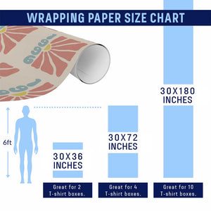 30th Birthday Wrapping Paper Roll Vintage 1996 Boho Flowers 30 Years Old Birthday