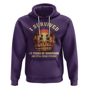 30th Wedding Anniversary Hoodie I Survived 30 Years Of Marriage And Still Going Strong Skeleton Couple Hold Hand TS09 Purple Printyourwear