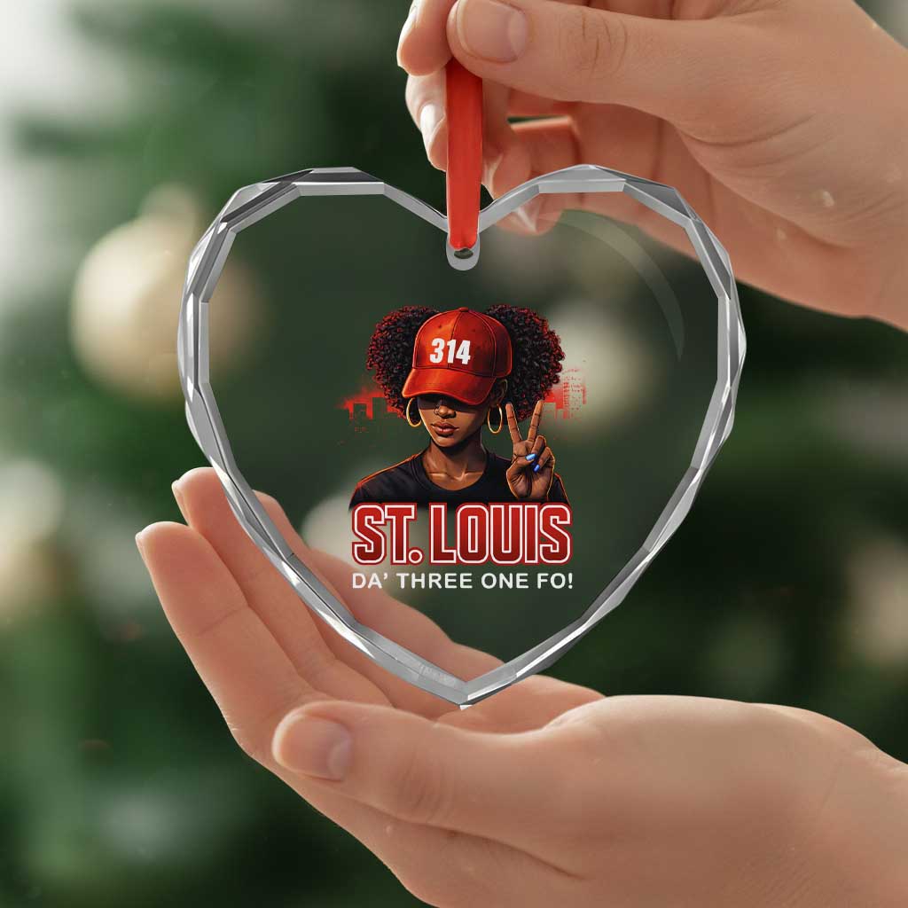 314 St Louis Heart Crystal Glass Ornament Red Hat African American Woman STL City Pride Area Code TS10 Print Your Wear