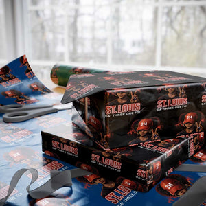 314 St Louis Wrapping Paper Roll Red Hat African American Woman STL City Pride Area Code TS10 Black Print Your Wear
