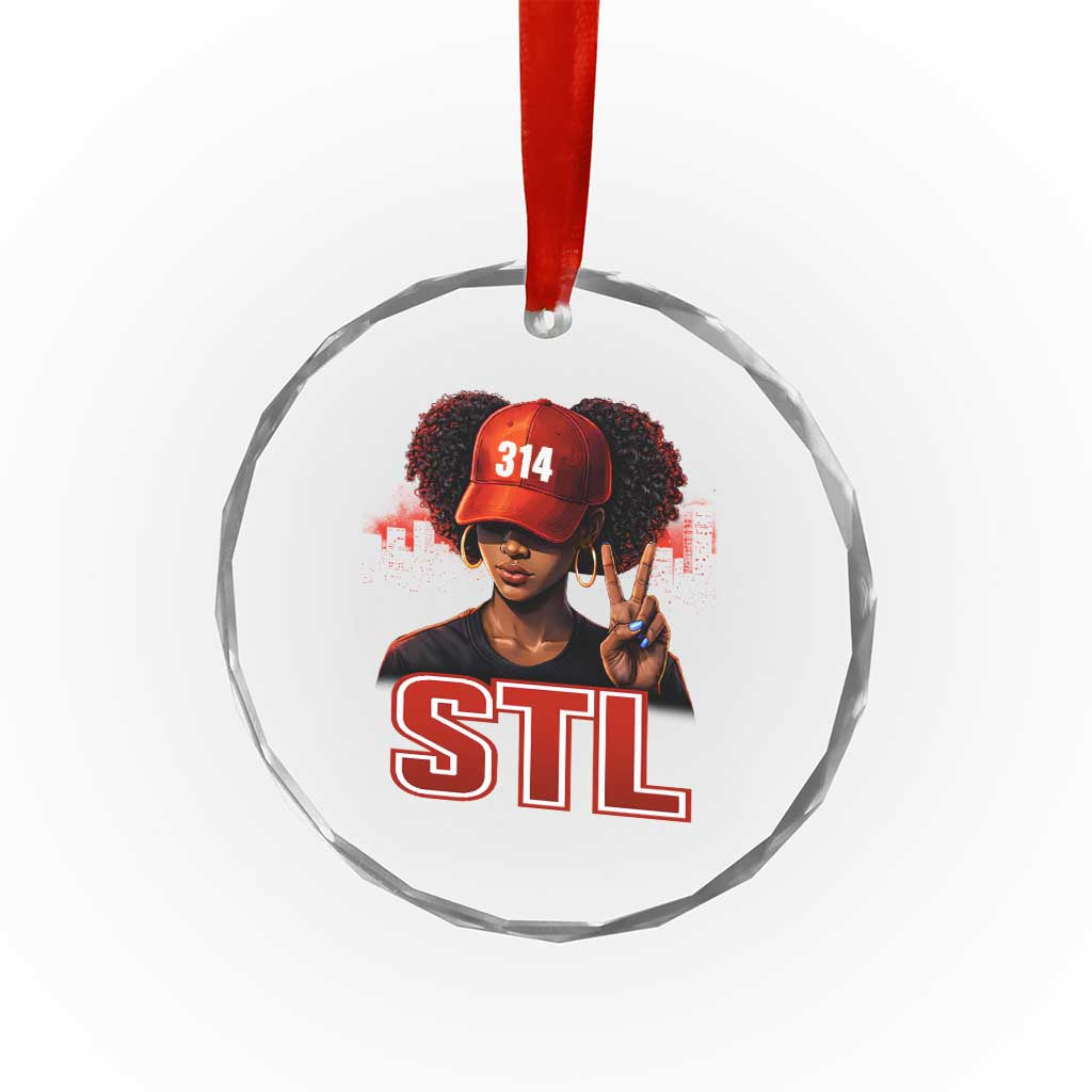 314 STL Crystal Glass Ornament Red Hat African American Woman Area Code St Louis City Pride TS10 Print Your Wear