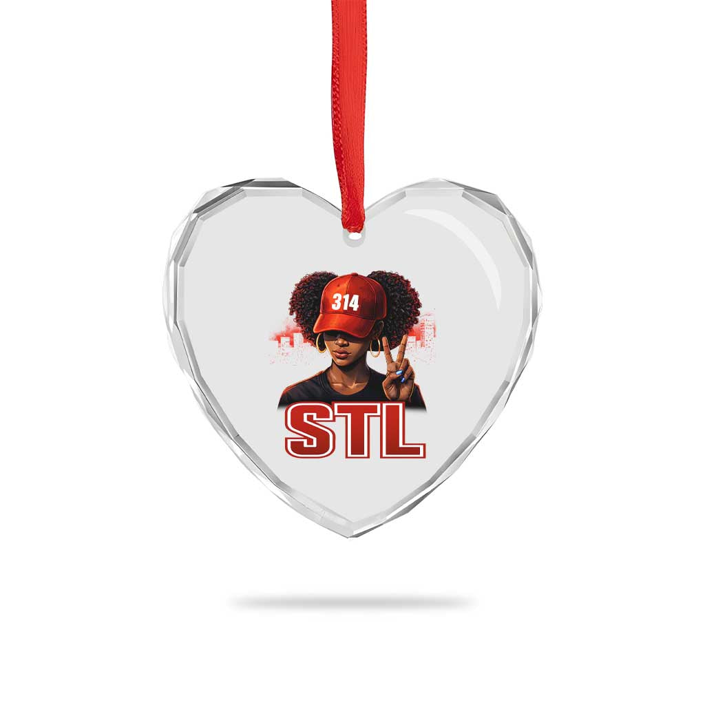 314 STL Heart Crystal Glass Ornament Red Hat African American Woman Area Code St Louis City Pride TS10 Print Your Wear