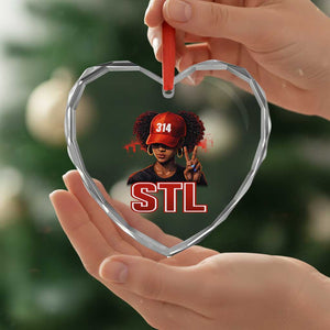 314 STL Heart Crystal Glass Ornament Red Hat African American Woman Area Code St Louis City Pride TS10 Print Your Wear