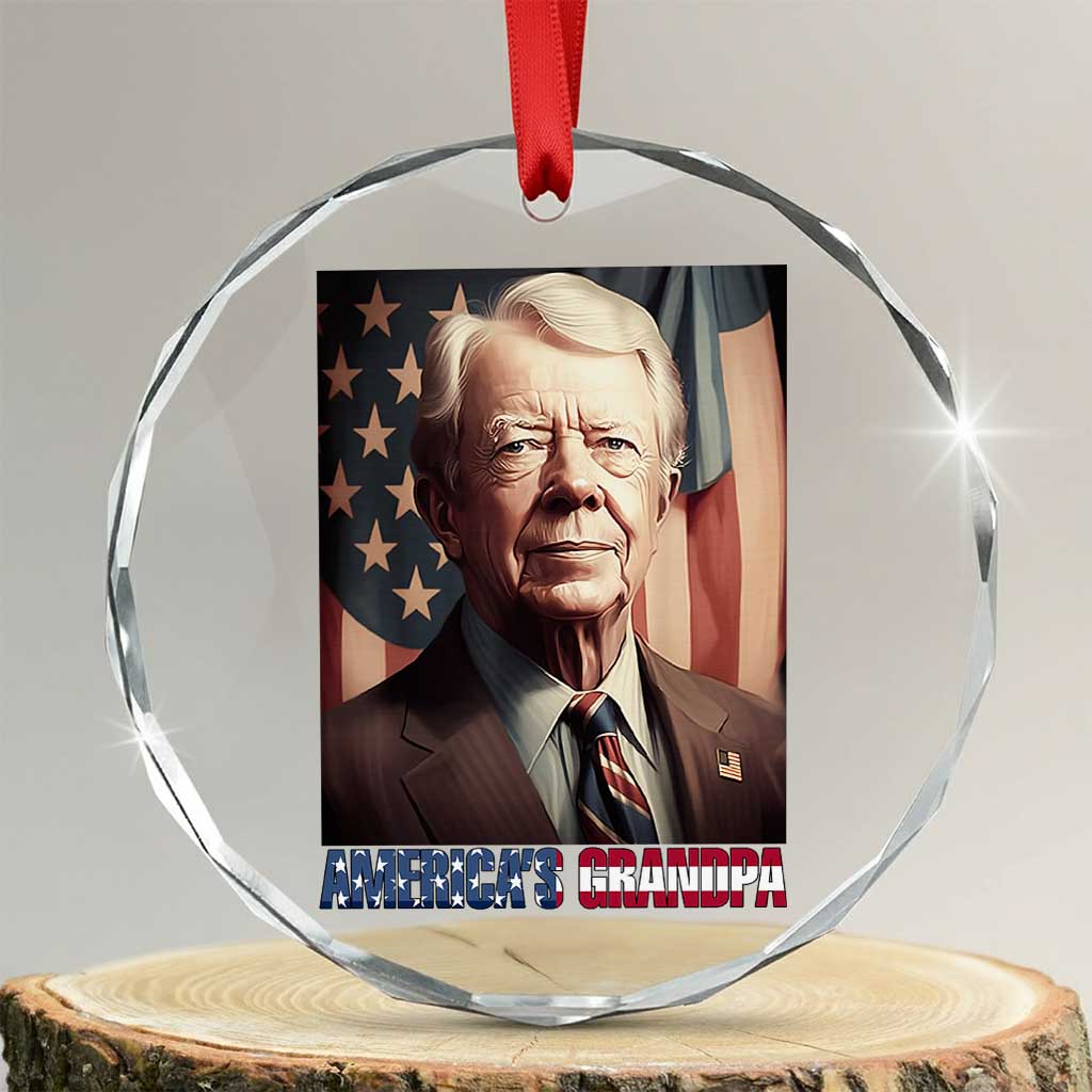 39th President Jimmy Carter Crystal Glass Ornament America's Grandpa Presidents' Day USA Flag Vintage TS02 Transparent Glass 3'' Circle Print Your Wear