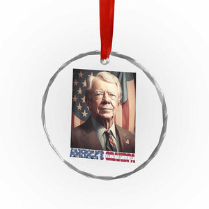 39th President Jimmy Carter Crystal Glass Ornament America's Grandpa Presidents' Day USA Flag Vintage - Print Your Wear