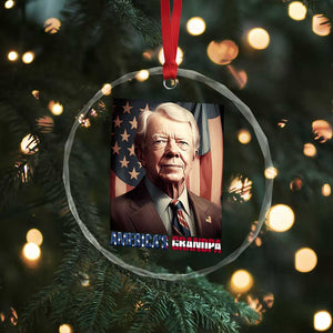 39th President Jimmy Carter Crystal Glass Ornament America's Grandpa Presidents' Day USA Flag Vintage - Print Your Wear