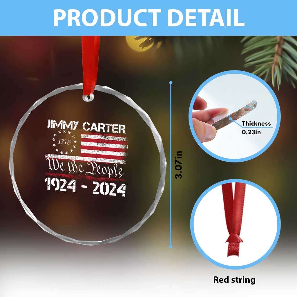 39th President Jimmy Carter Crystal Glass Ornament USA Legacy We The People Betsy Ross Flag TS02 Print Your Wear
