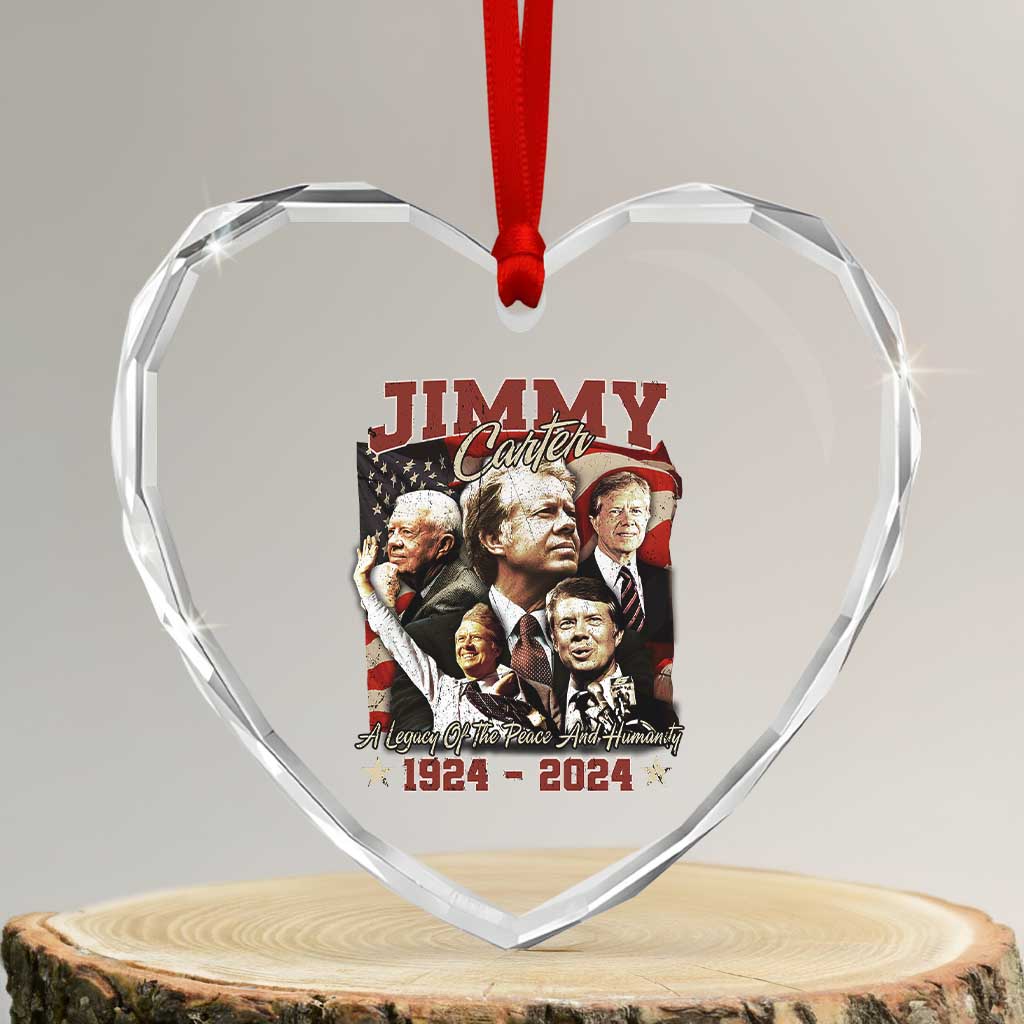 39th President Jimmy Carter Heart Crystal Glass Ornament A Legacy Of Peace And Humanity USA Legacy TS02 Transparent Glass 3'' Heart Print Your Wear