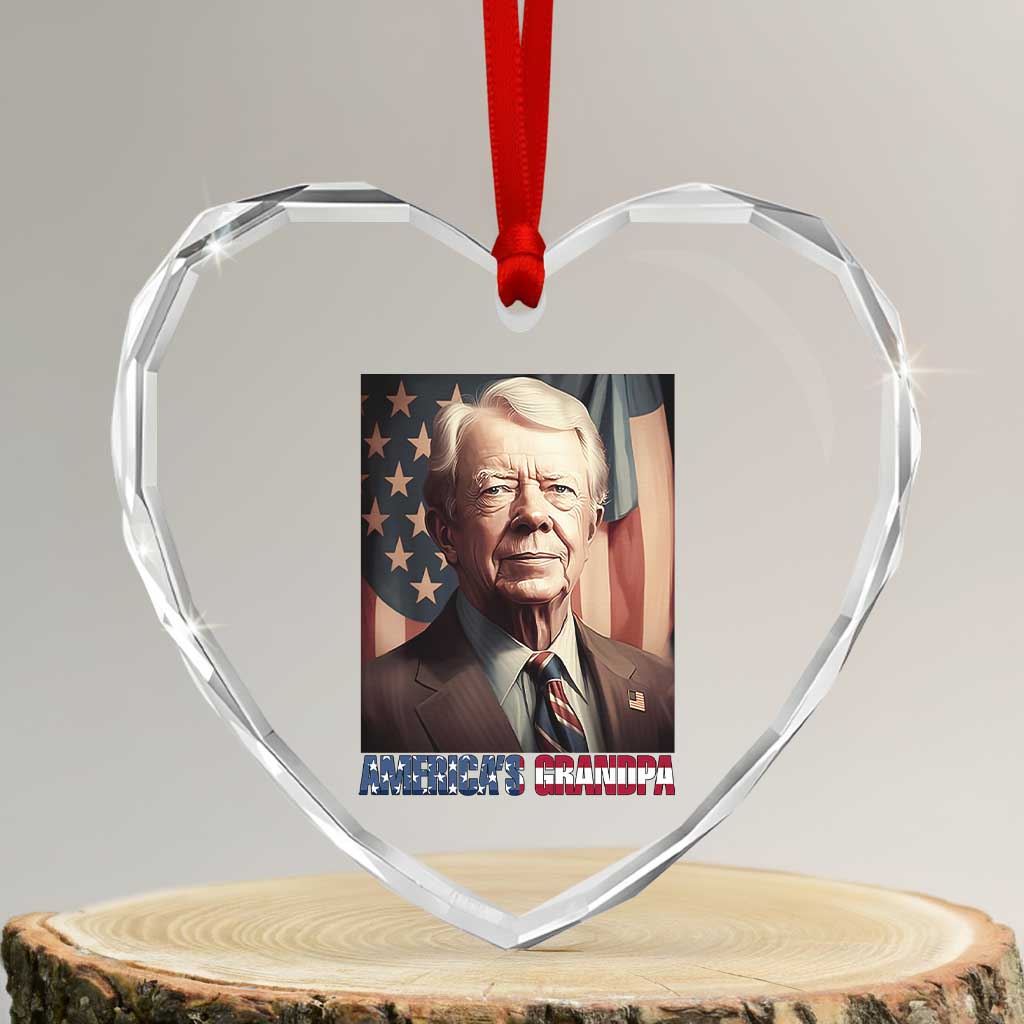 39th President Jimmy Carter Heart Crystal Glass Ornament America's Grandpa Presidents' Day USA Flag Vintage TS02 Transparent Glass 3'' Heart Print Your Wear