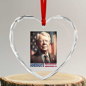 39th President Jimmy Carter Heart Crystal Glass Ornament America's Grandpa Presidents' Day USA Flag Vintage TS02 Transparent Glass 3'' Heart Print Your Wear