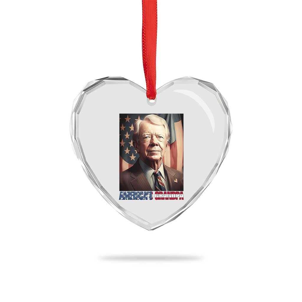 39th President Jimmy Carter Heart Crystal Glass Ornament America's Grandpa Presidents' Day USA Flag Vintage TS02 Print Your Wear