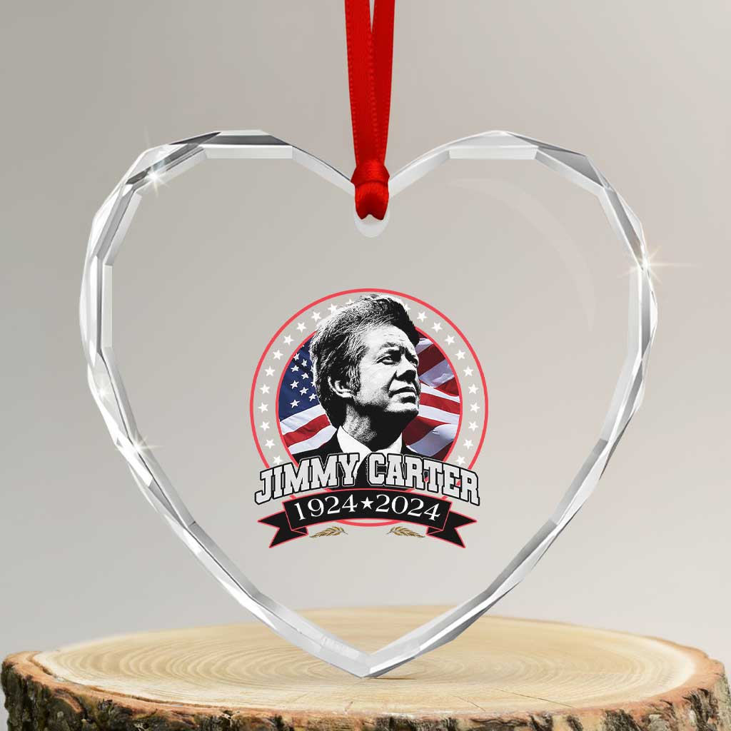 39th President Jimmy Carter Heart Crystal Glass Ornament USA Legacy American Flag TS02 Transparent Glass 3'' Heart Print Your Wear