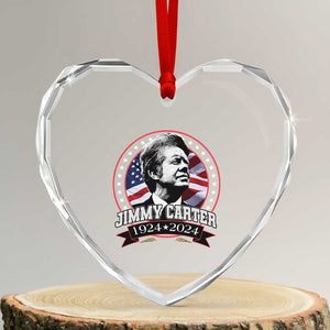 39th President Jimmy Carter Heart Crystal Glass Ornament USA Legacy American Flag TS02 Transparent Glass 3'' Heart Print Your Wear