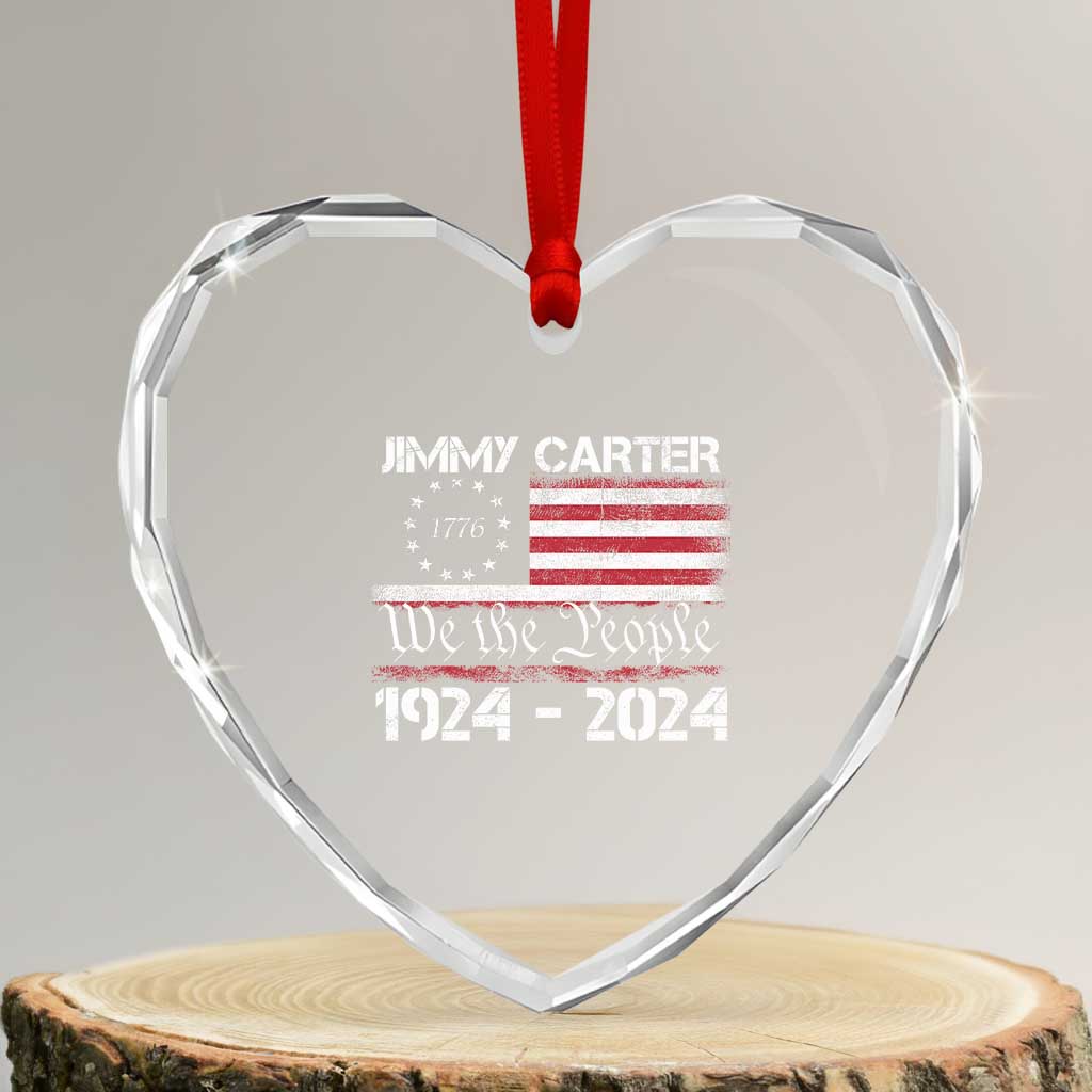 39th President Jimmy Carter Heart Crystal Glass Ornament USA Legacy We The People Betsy Ross Flag TS02 Transparent Glass 3'' Heart Print Your Wear
