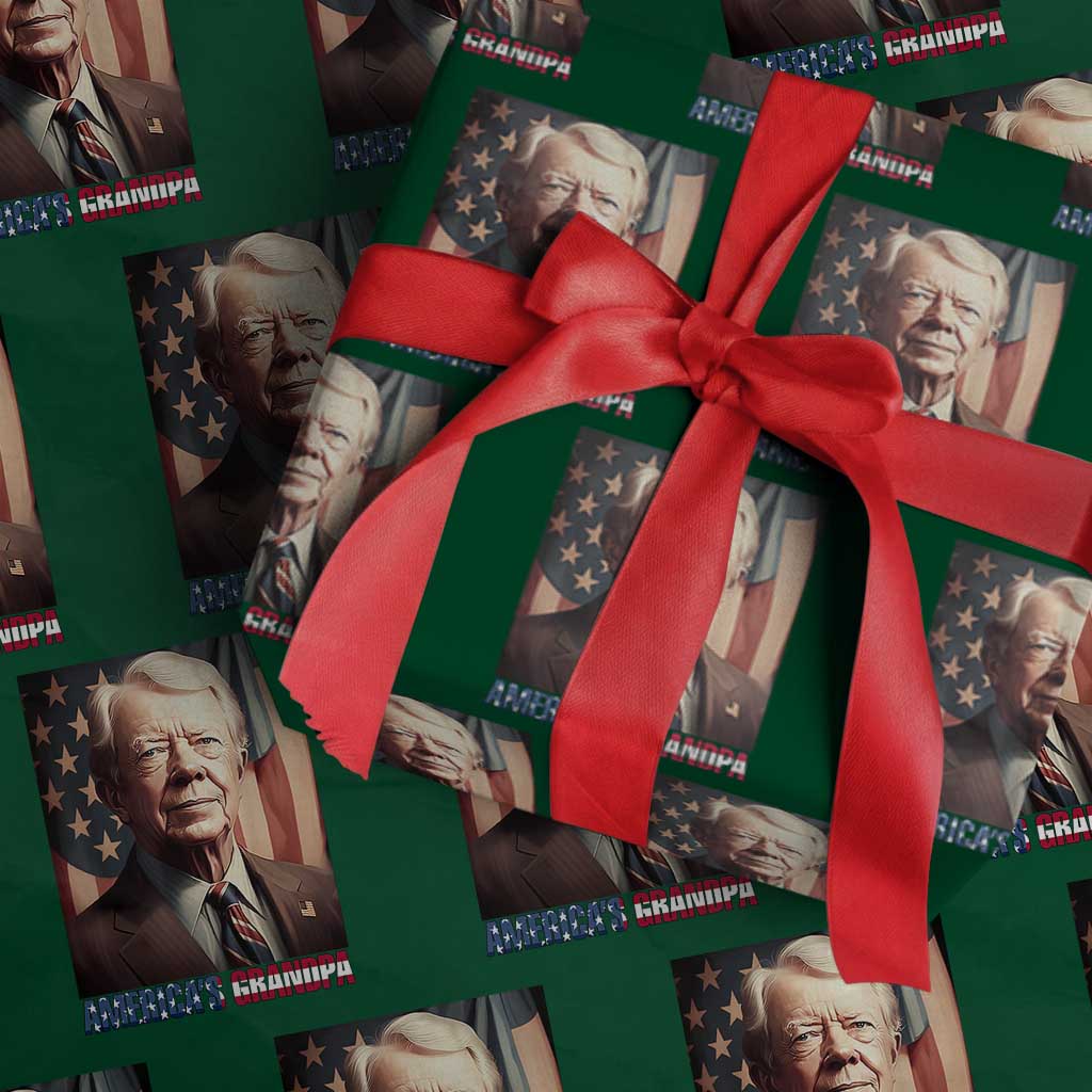 39th President Jimmy Carter Wrapping Paper Roll America's Grandpa Presidents' Day USA Flag Vintage TS02 Green Print Your Wear