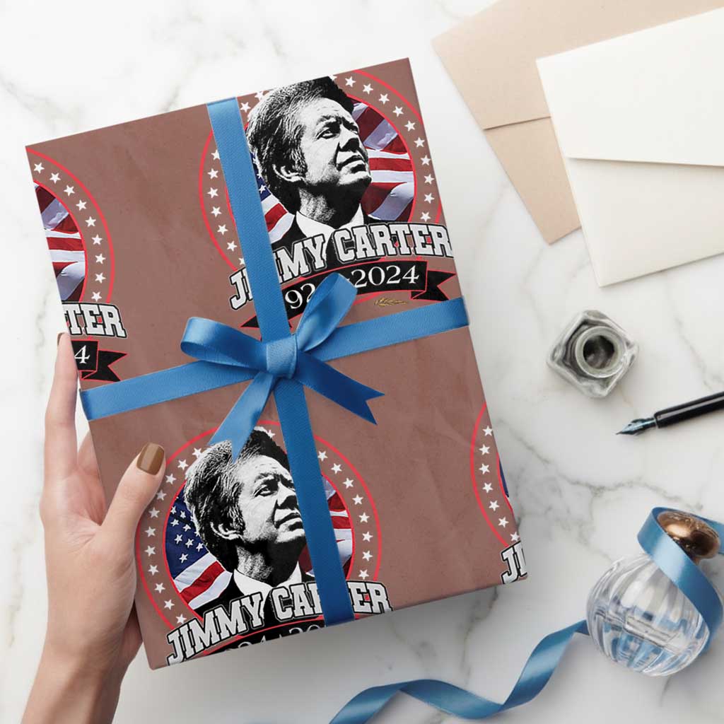 39th President Jimmy Carter Wrapping Paper Roll USA Legacy American Flag TS02 Mocha Print Your Wear