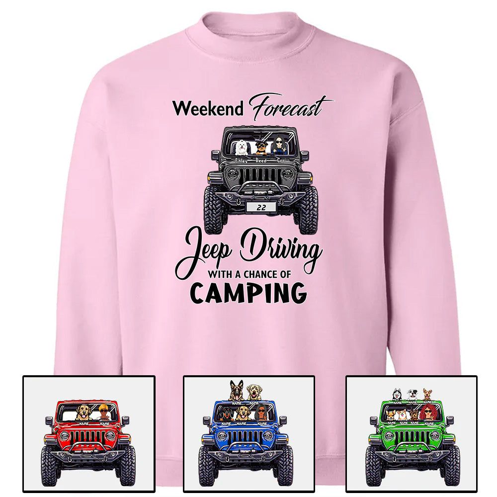 Custom JP Shirts, Weekend Forecast JP Driving With A Chance Of Camping, JP Dog JP Cat Apparel CTM00 Custom - Printyourwear