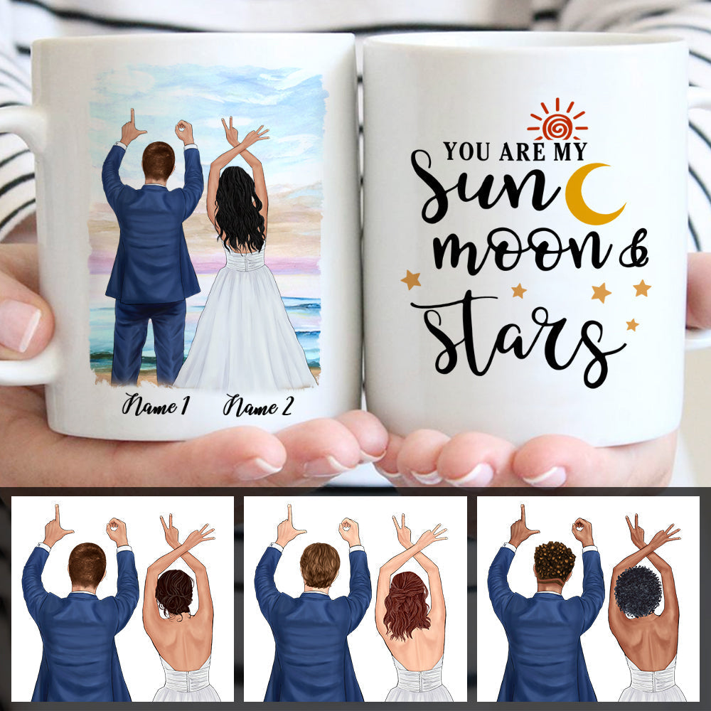Personalized Christmas You Are My Sun Moon and Stars Mug Gift For Couple Mug CTM One Size 11oz size Custom - Printyourwear