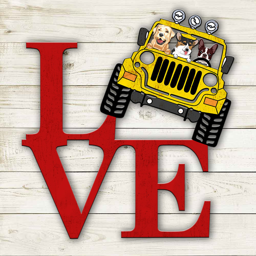 Personalized JP Metal Sign Love JP Dog Cut Metal Sign CTM One Size 24x18 inch (60.96x45.72 cm) Custom - Printyourwear