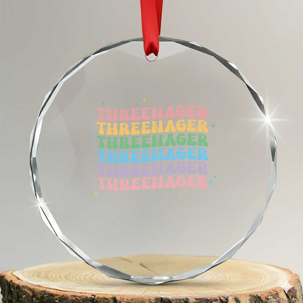 3rd Birthday Crystal Glass Ornament Toddler Threenager 3 Years Old Birthday Outfit TS10 Transparent Glass 3'' Circle Print Your Wear