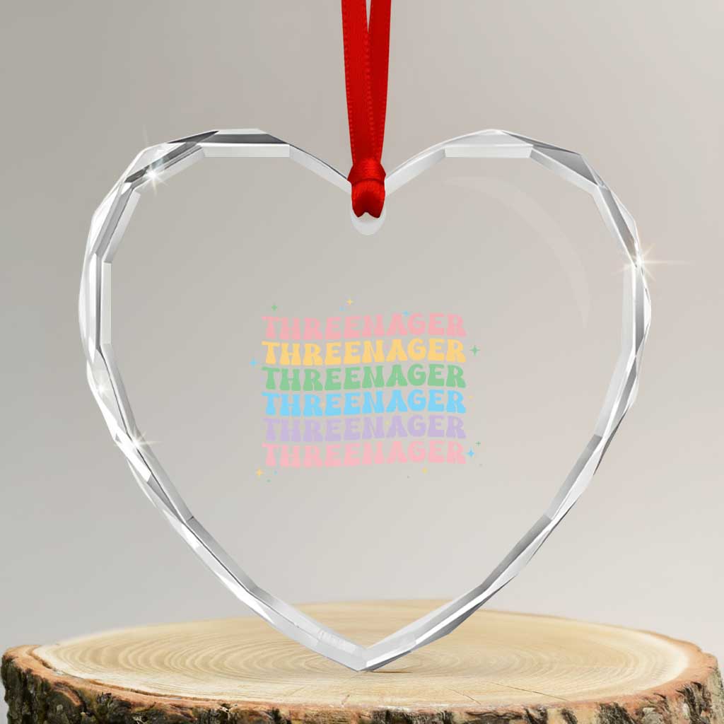 3rd Birthday Heart Crystal Glass Ornament Toddler Threenager 3 Years Old Birthday Outfit TS10 Transparent Glass 3'' Heart Print Your Wear