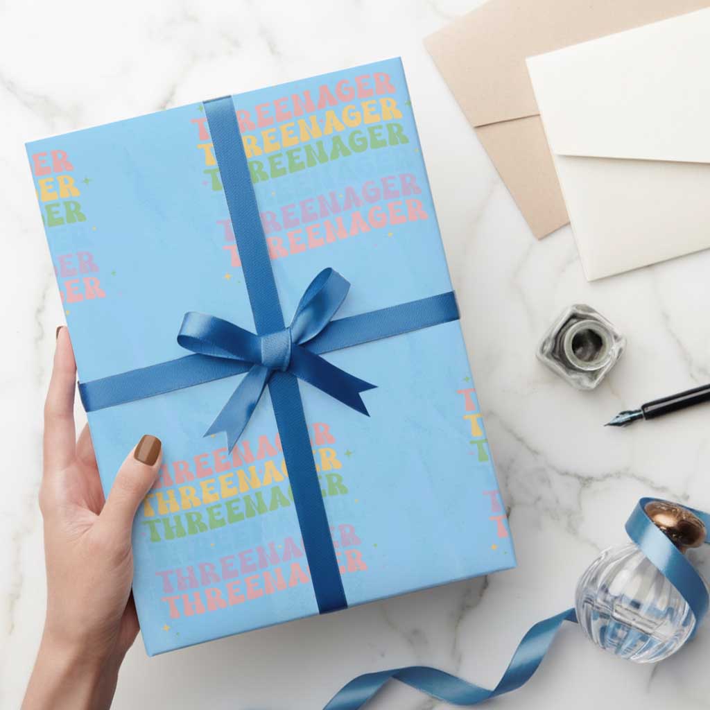 3rd Birthday Wrapping Paper Roll Toddler Threenager 3 Years Old Birthday Outfit TS10 Light Blue Print Your Wear