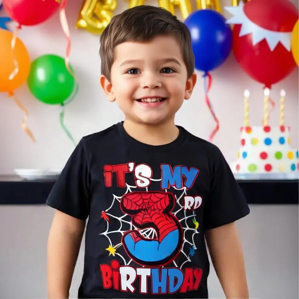Spider Birthday Toddler T Shirt It's My 3rd Bday Party 3 Years Old Boy TS02 Print Your Wear