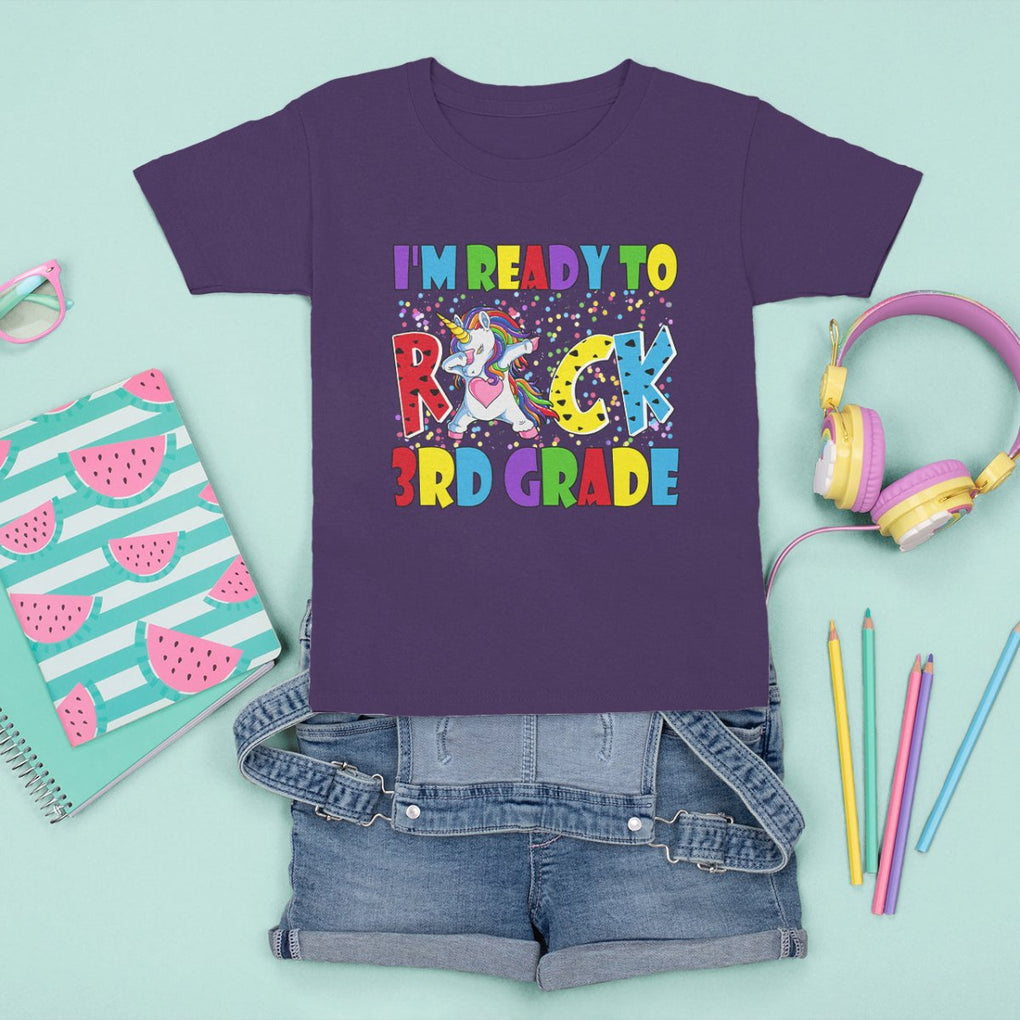 3rd Grade T Shirt For Kid I'm Ready To Rock Third Grade Student Back To School Unicorn TS02 Printyourwear