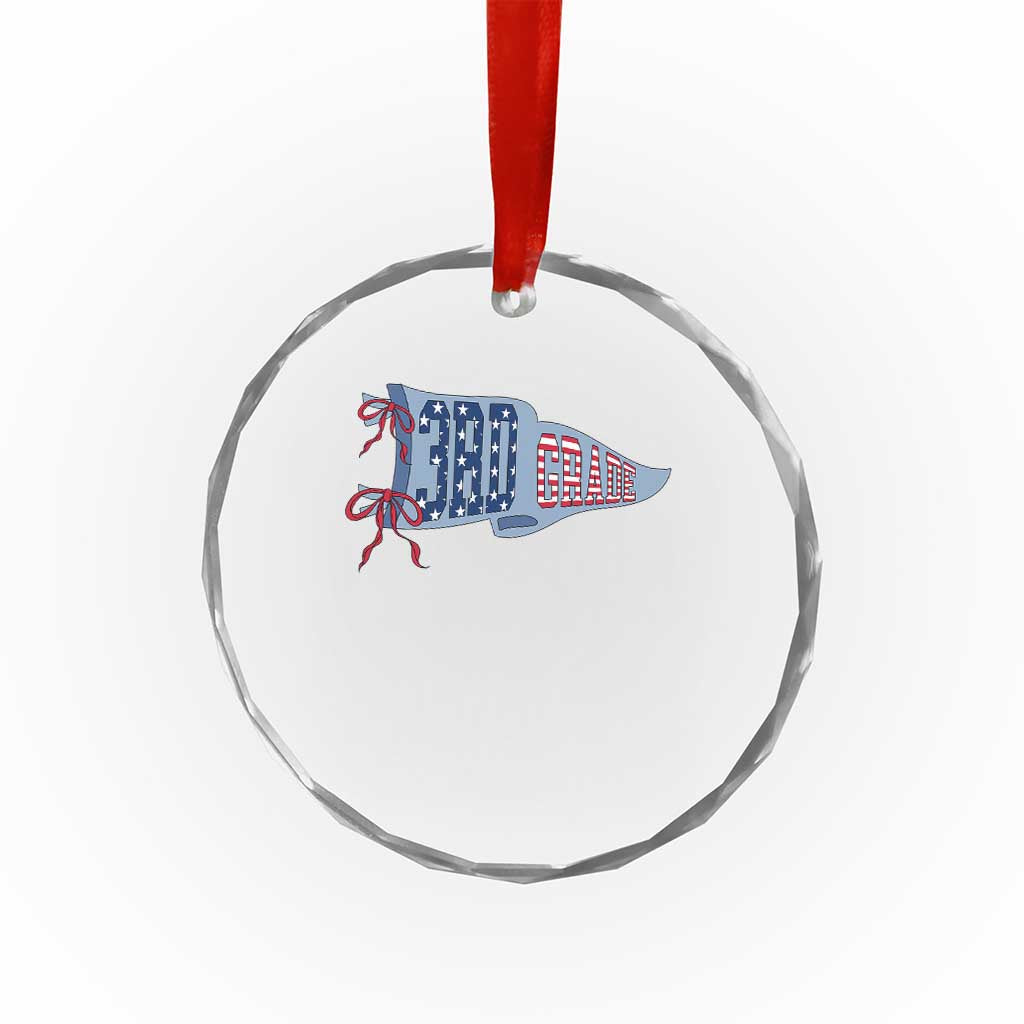 3rd Grade Teacher Pennant US Flag Back to School Crystal Glass Ornament