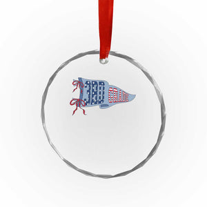 3rd Grade Teacher Pennant US Flag Back to School Crystal Glass Ornament