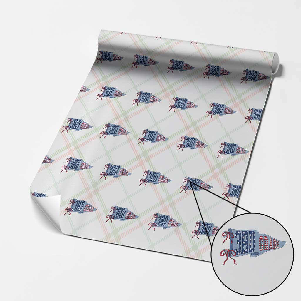 3rd Grade Teacher Pennant US Flag Back to School Wrapping Paper Roll
