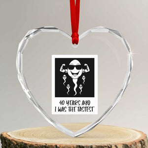 40 Years Ago I Was The Fastest Heart Crystal Glass Ornament Funny Forty Birthday Gift