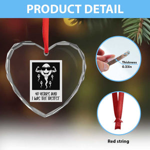 40 Years Ago I Was The Fastest Heart Crystal Glass Ornament Funny Forty Birthday Gift