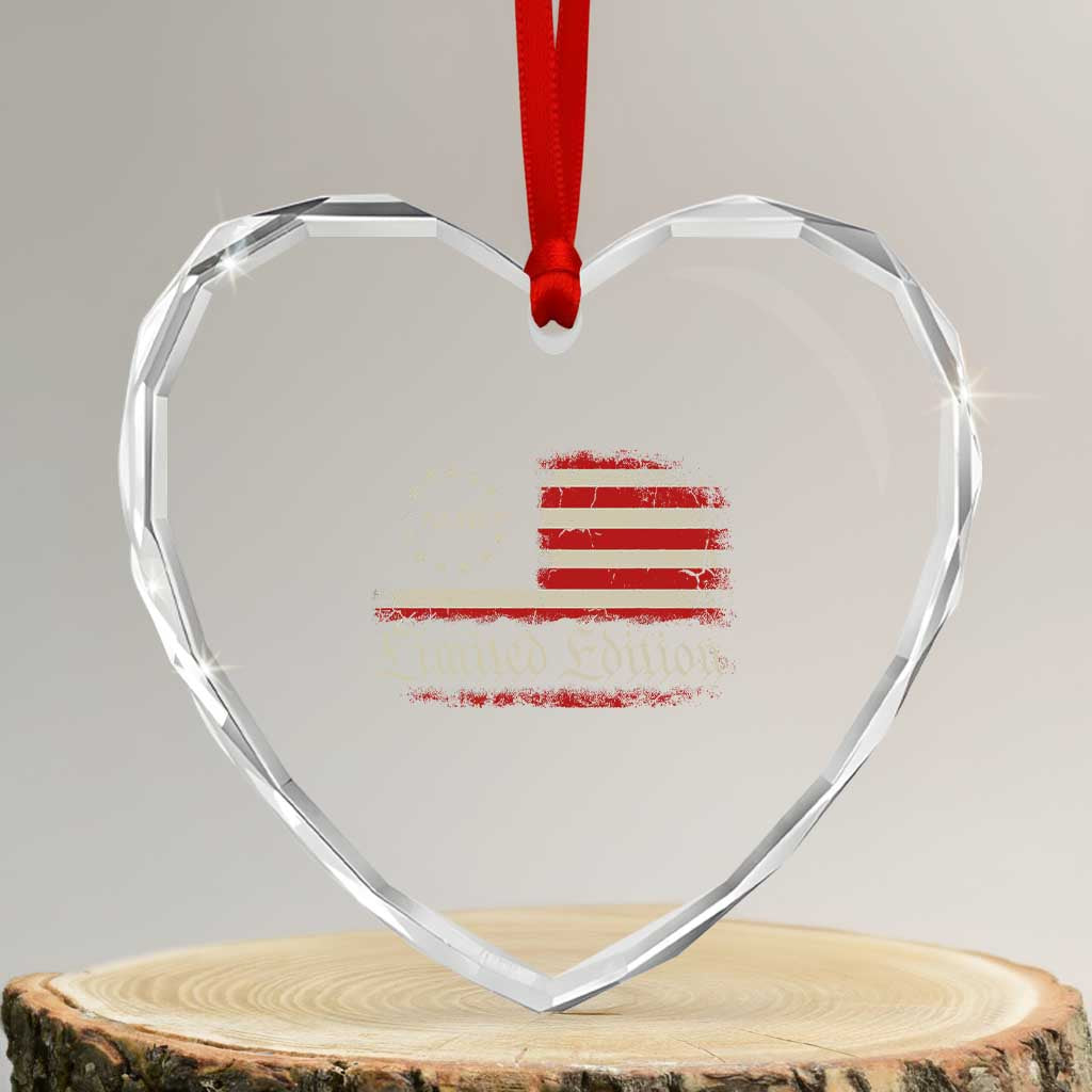 40th Birthday 1986 Limited Edition Heart Crystal Glass Ornament Gifts for 40 Years Old Vintage American Flag
