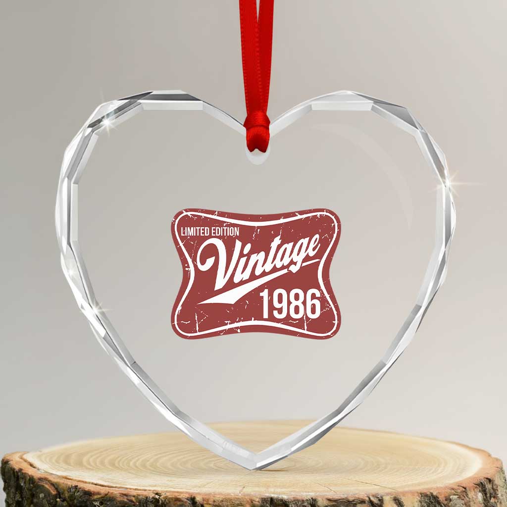 40th Birthday Beer Lover Vintage 1986 Limited Edition Heart Crystal Glass Ornament Red Metal Beer Soft Sign Graphic TS11 Transparent Glass 3'' Heart Print Your Wear
