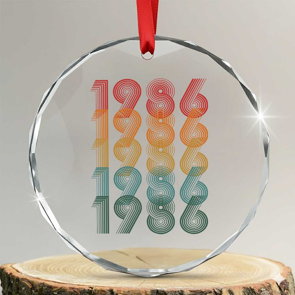 40th Birthday Crystal Glass Ornament Vintage 1986 Retro 40 Years Old Birthday TS11 Transparent Glass 3'' Circle Print Your Wear