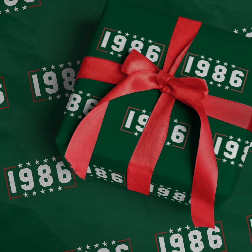 40th Birthday Wrapping Paper Roll Vintage 1986 40 Years Old Birthday Stars And Stripes