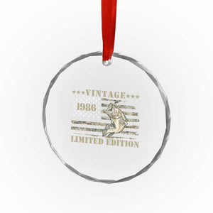 40th Birthday Fishing Vintage 1986 Limited Edition Crystal Glass Ornament Bass Fishing Camouflage American Flag Fisherman Gift