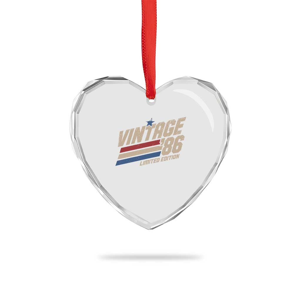 40th Birthday Heart Crystal Glass Ornament Vintage 1986 40 Years Old Birthday USA Stripes TS11 Print Your Wear