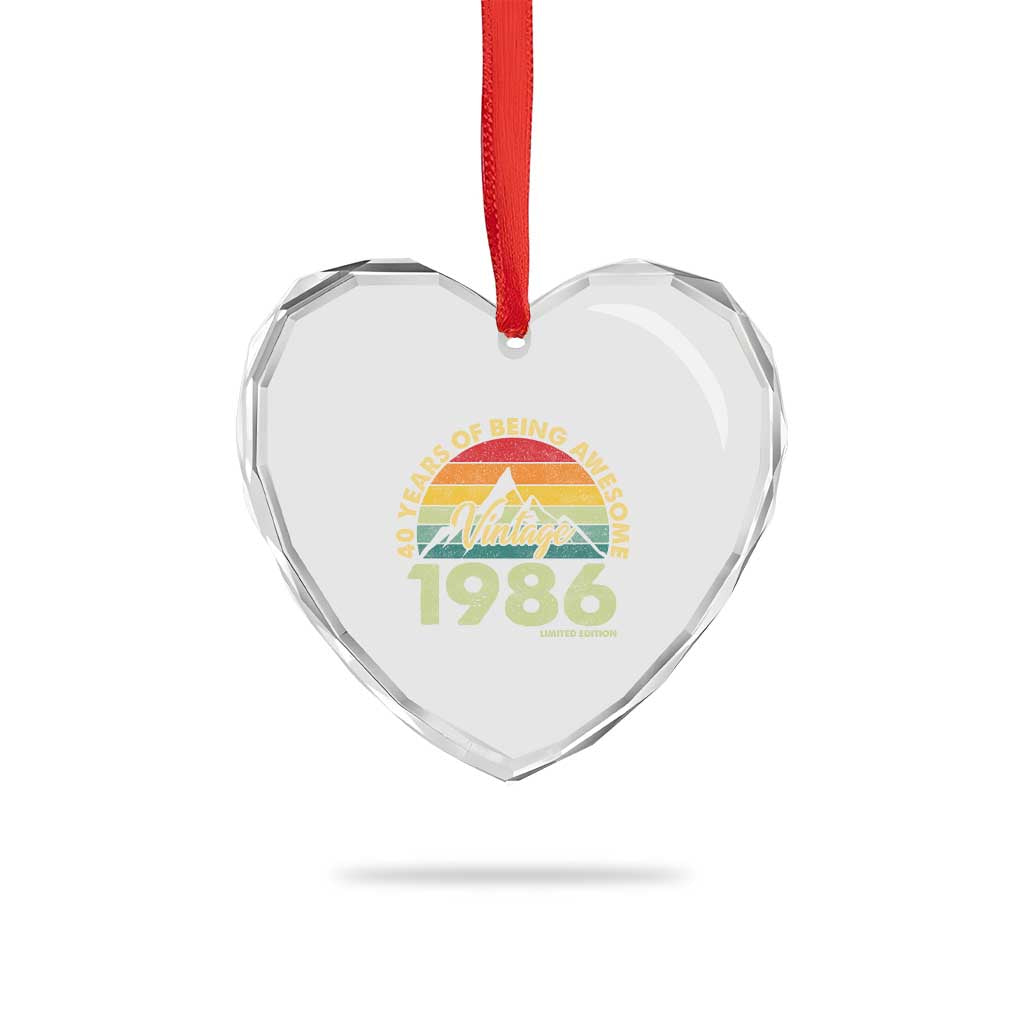 40th Birthday Heart Crystal Glass Ornament Vintage 1986 Limited Edition 40 Year Old Gift