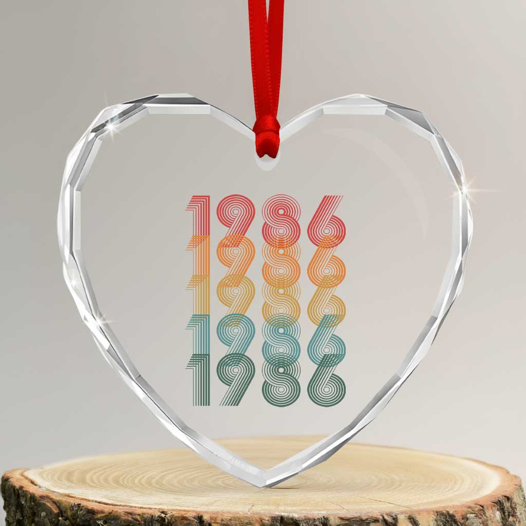 40th Birthday Heart Crystal Glass Ornament Vintage 1986 Retro 40 Years Old Birthday TS11 Transparent Glass 3'' Heart Print Your Wear