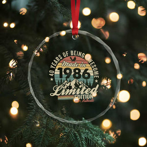 40th Birthday Made In 1986 Crystal Glass Ornament 40 Years Of Being Awesome Vintage Limited Edition TS11 Print Your Wear