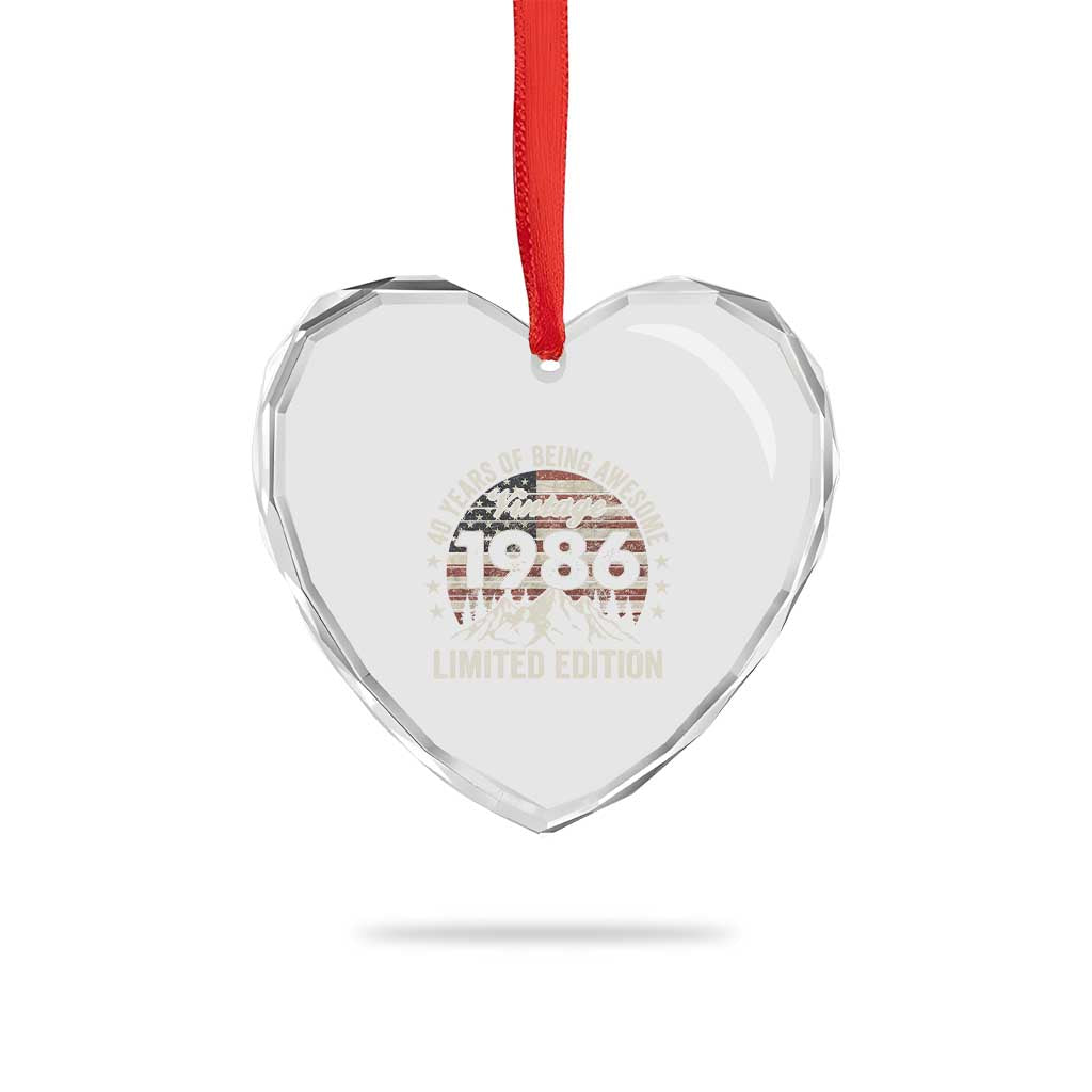 40th Birthday Made In 1986 Limited Edition Heart Crystal Glass Ornament 40 Years Of Being Awesome American Flag TS11 Print Your Wear