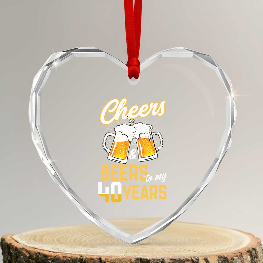 40th Birthday Party Gift Heart Crystal Glass Ornament Cheers Beers To My 40 Years